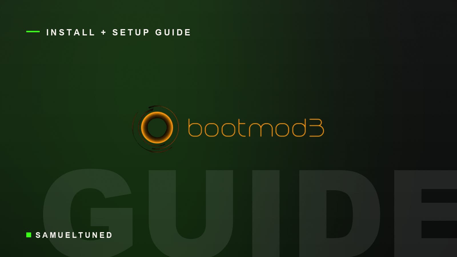 Bootmod3 (bm3) logo on a dark SamuelTuned graphic, install and setup guide